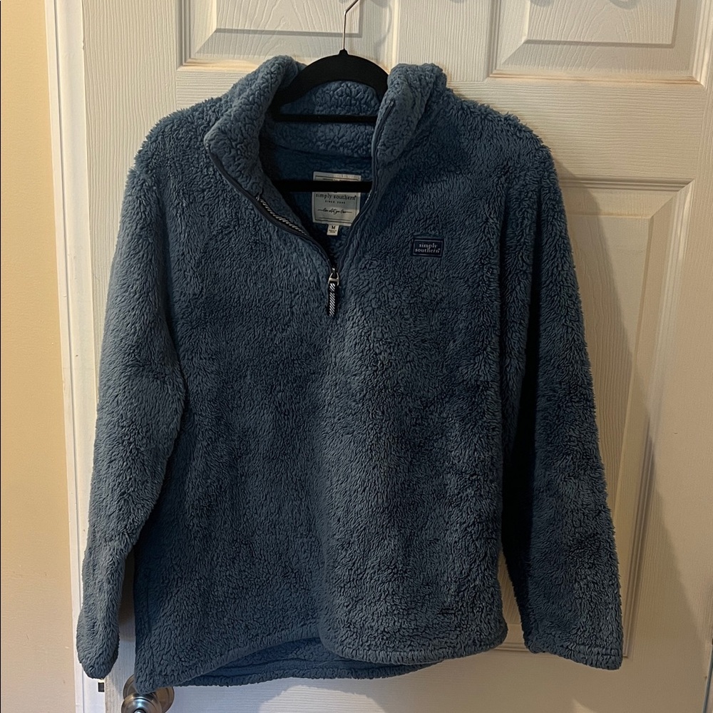 Simply Southern Men's Zip Up Fleece Sweater - Dark Blue